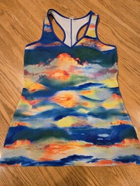 FILA Sport Athletic Tank V-Neck Abstract Stretch Multicolor Women's L